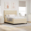 Box spring seng med pude med hovedgærde Creme 200 x 140 cm Stof