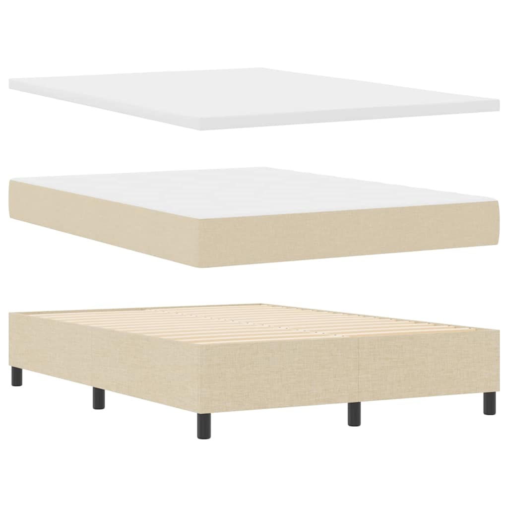 Box spring seng med pude med hovedgærde Creme 200 x 140 cm Stof