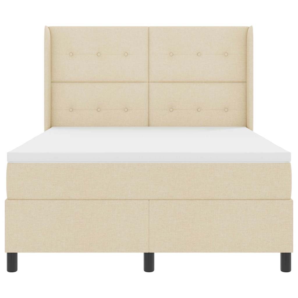 Box spring seng med pude med hovedgærde Creme 200 x 140 cm Stof