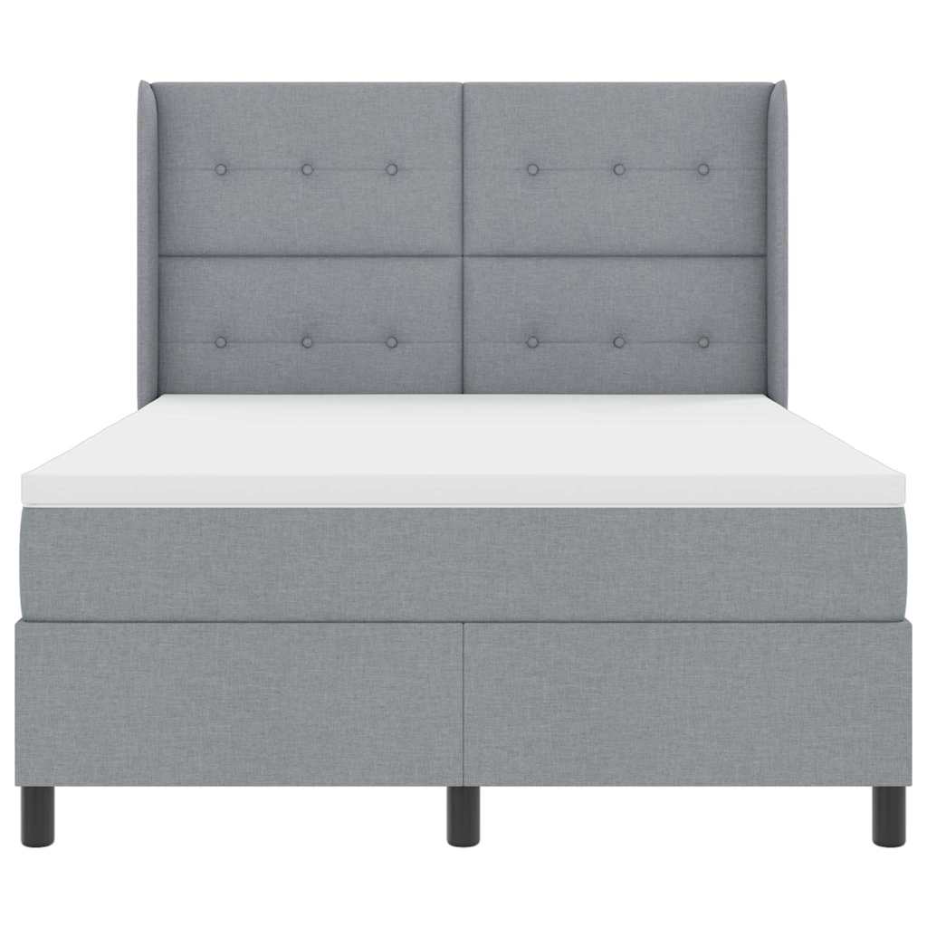 Box spring seng med pude Lysegrå 200 x 160 cm Stof