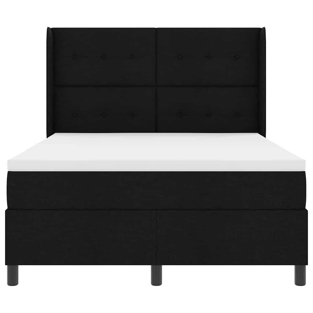 Box spring seng med pude med hovedgærde Sort 200 x 160 cm Stof