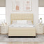 Box spring seng med pude med hovedgærde Creme 200 x 160 cm Stof