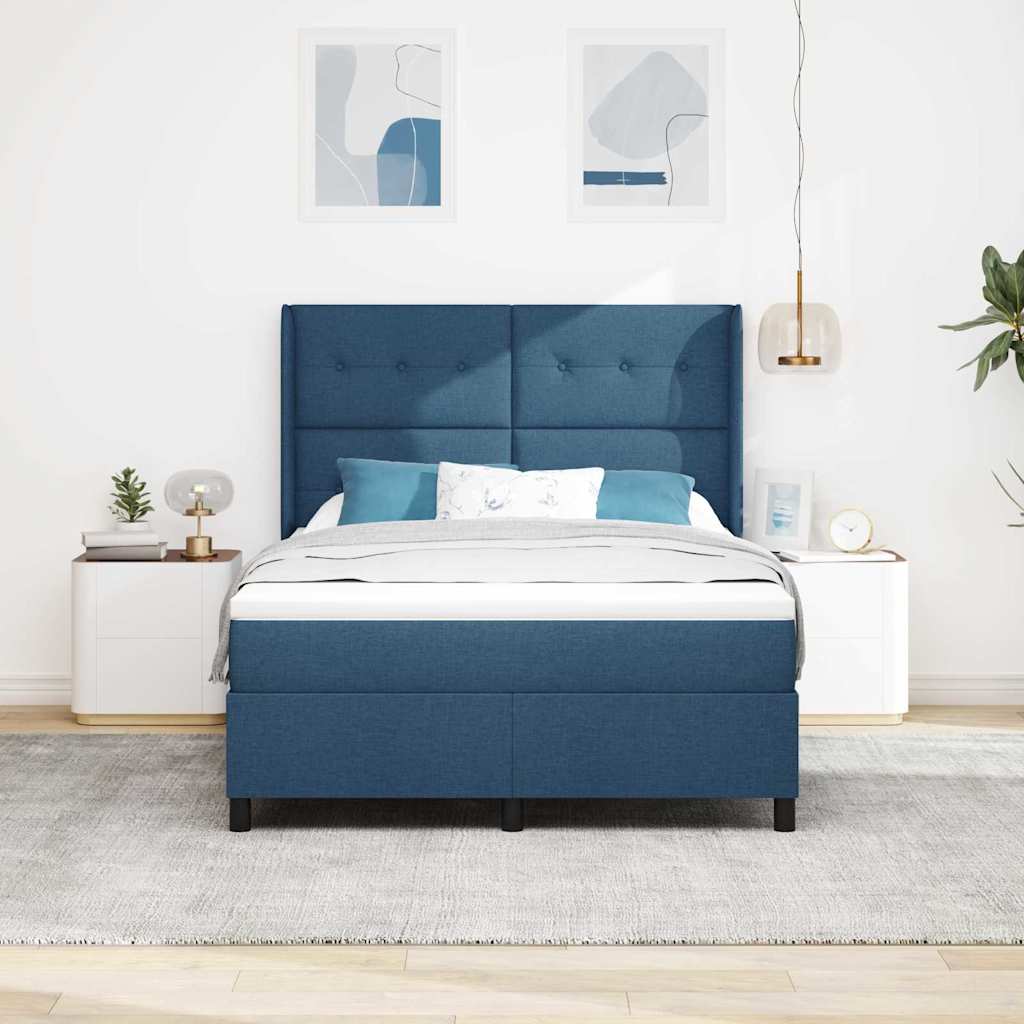 Box spring seng med pude med hovedgærde Blå 200 x 160 cm Stof