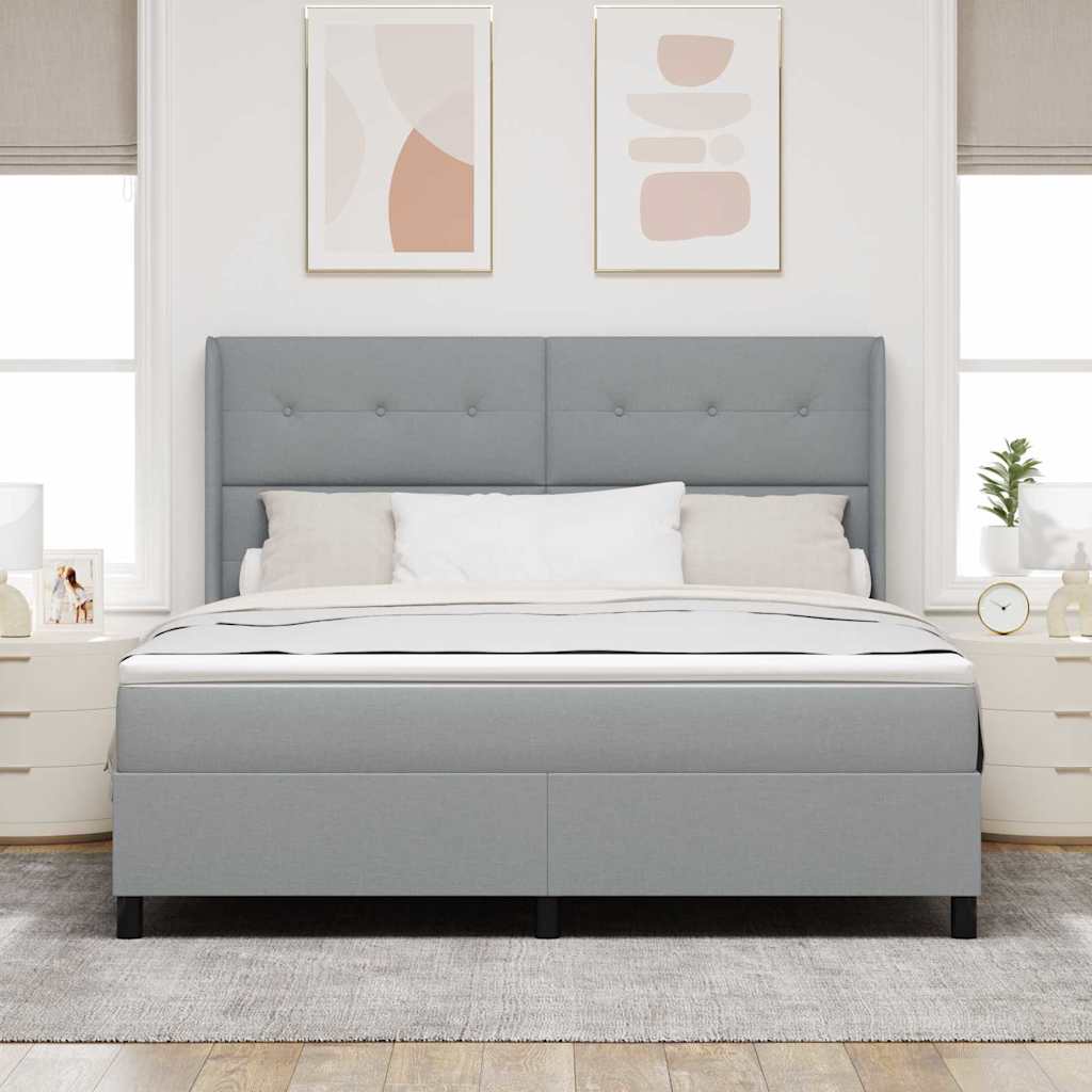 Box spring seng med pude Lysegrå 200 x 180 cm Stof