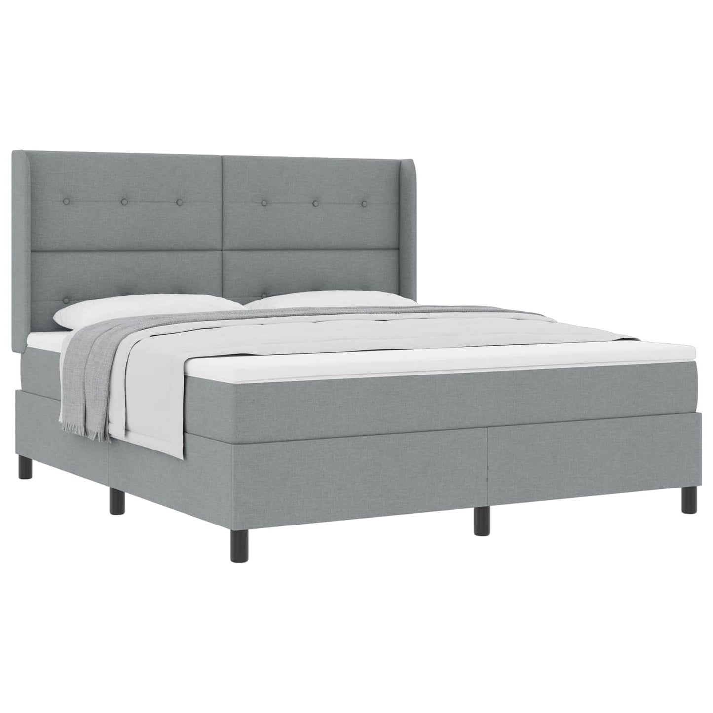 Box spring seng med pude Lysegrå 200 x 180 cm Stof