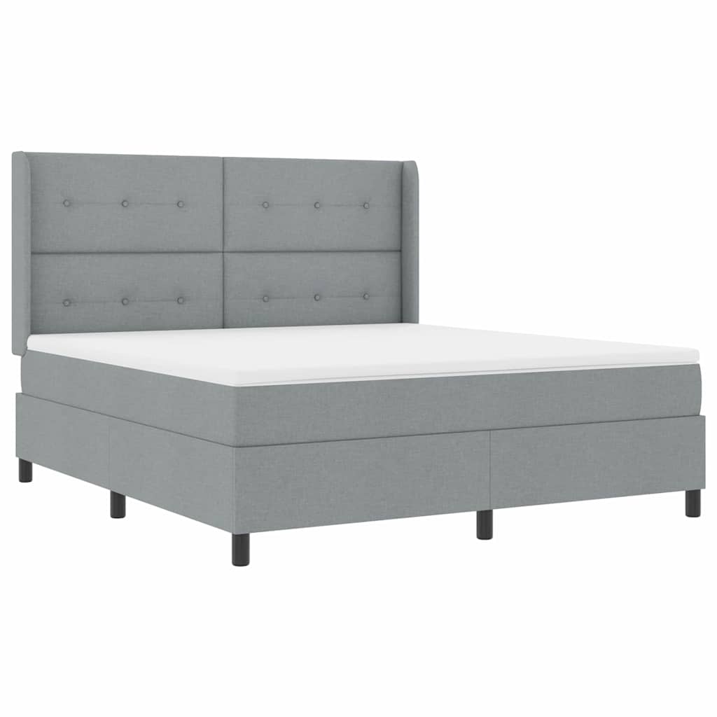 Box spring seng med pude Lysegrå 200 x 180 cm Stof
