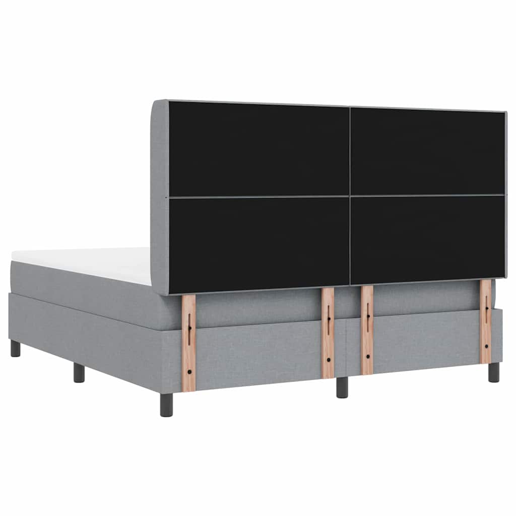 Box spring seng med pude Lysegrå 200 x 180 cm Stof