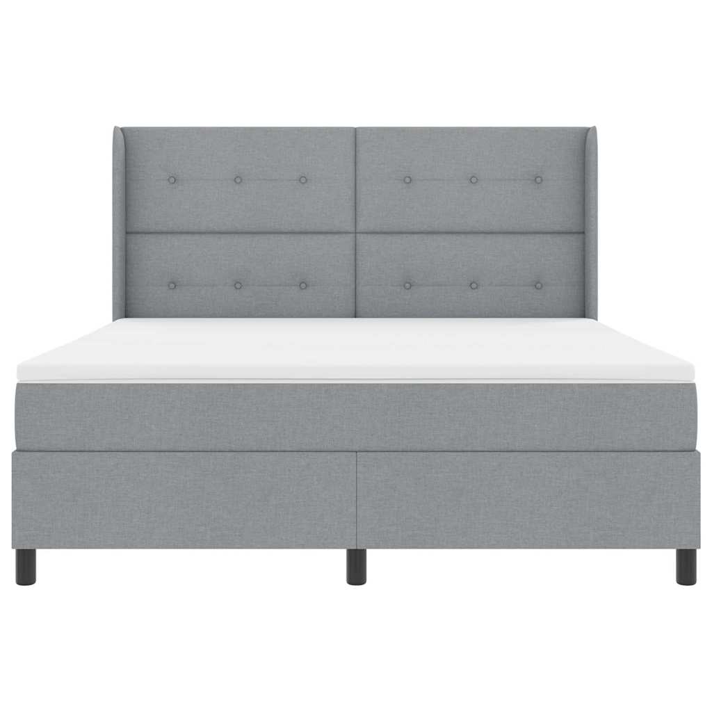 Box spring seng med pude Lysegrå 200 x 180 cm Stof