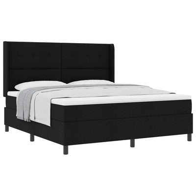 Box spring seng med pude med hovedgærde Sort 200 x 180 cm Stof