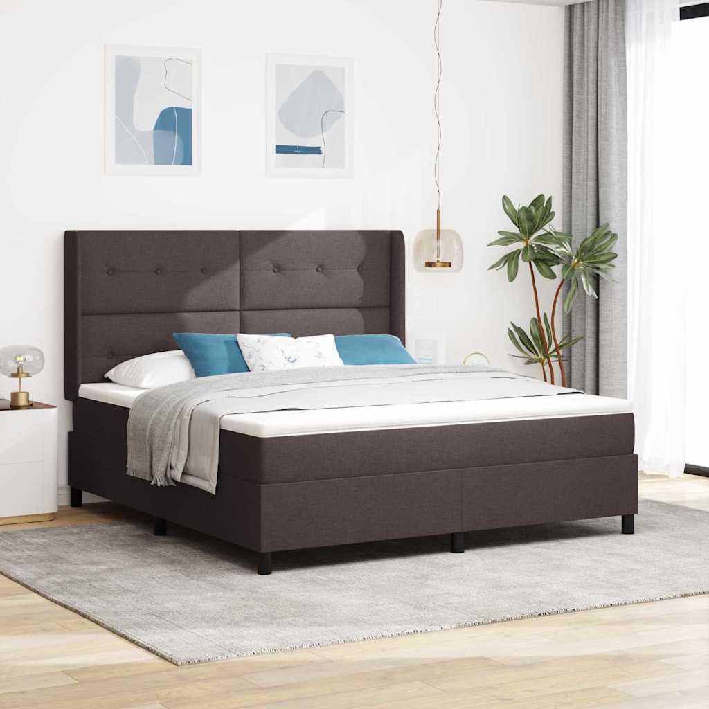 Box spring seng med pude Mørk Brun 200 x 180 cm Stof