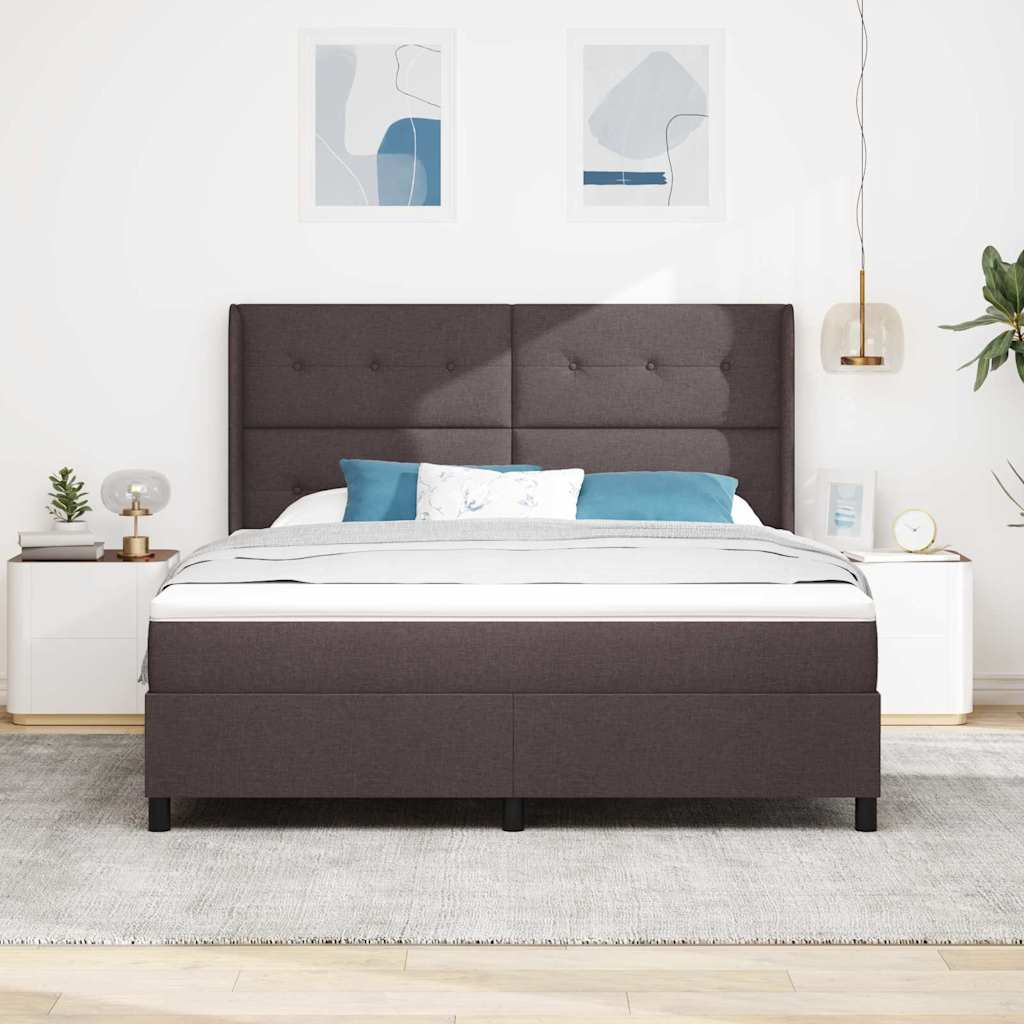 Box spring seng med pude Mørk Brun 200 x 180 cm Stof