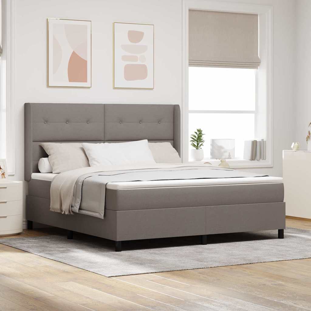 Box spring seng med pude Gråbrun 200 x 180 cm Stof