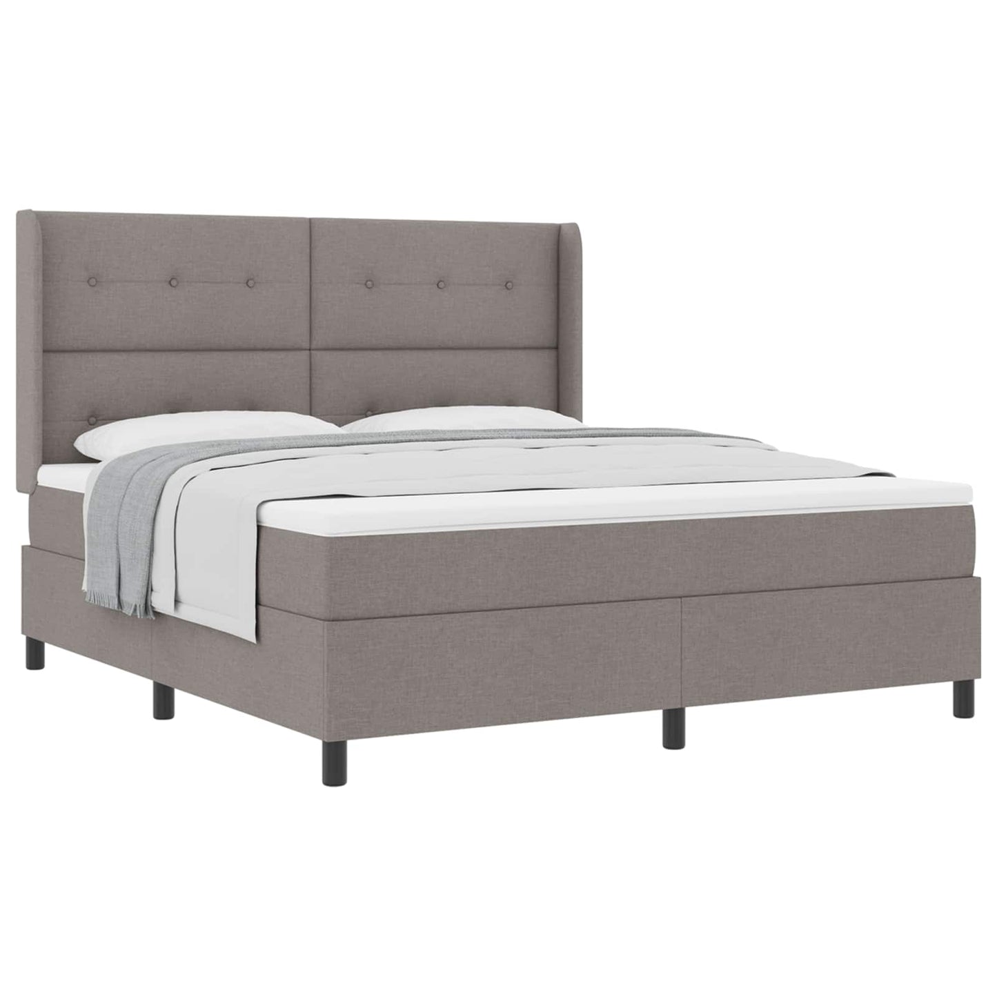 Box spring seng med pude Gråbrun 200 x 180 cm Stof