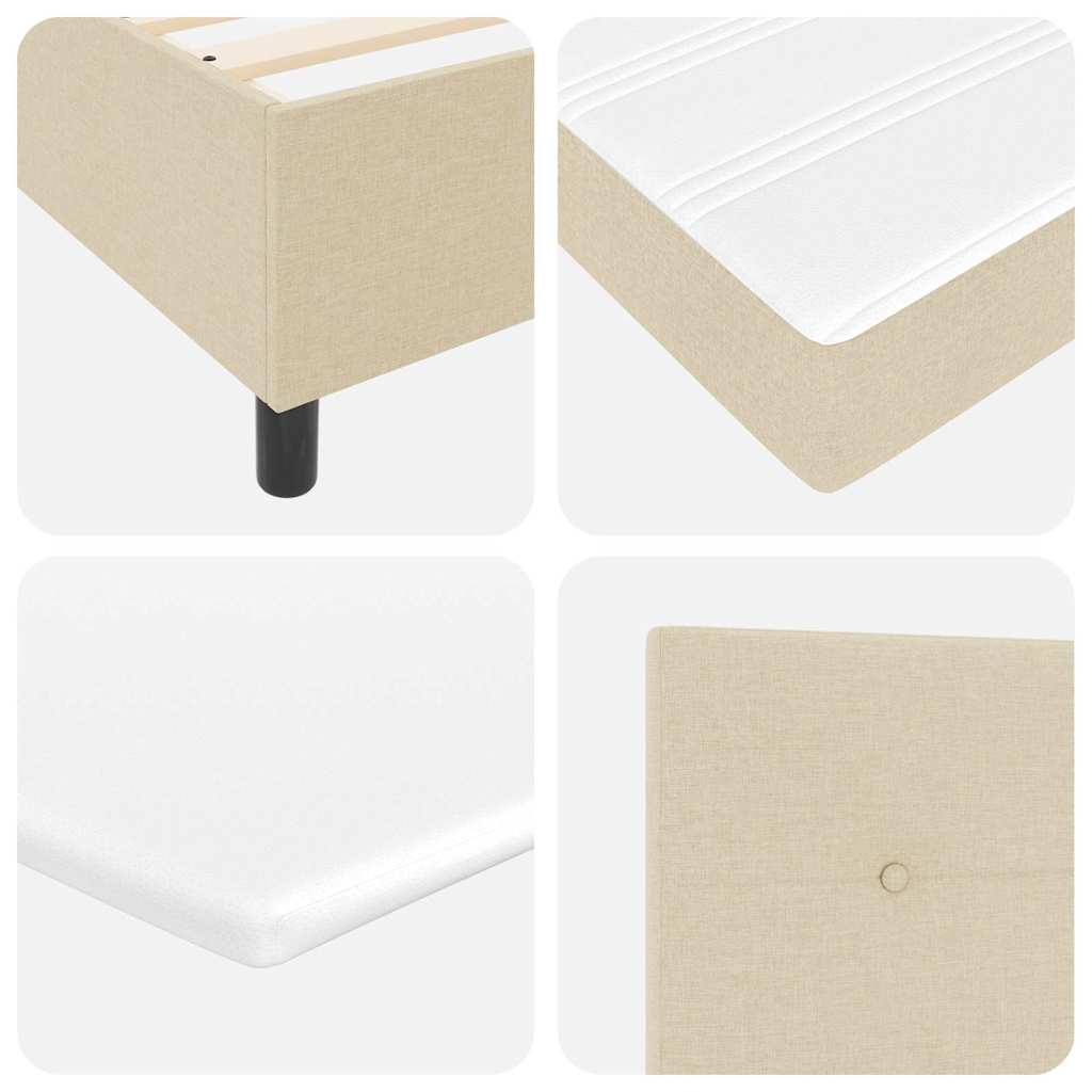 Box spring seng med pude med hovedgærde Creme 200 x 180 cm Stof