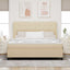 Box spring seng med pude med hovedgærde Creme 200 x 180 cm Stof