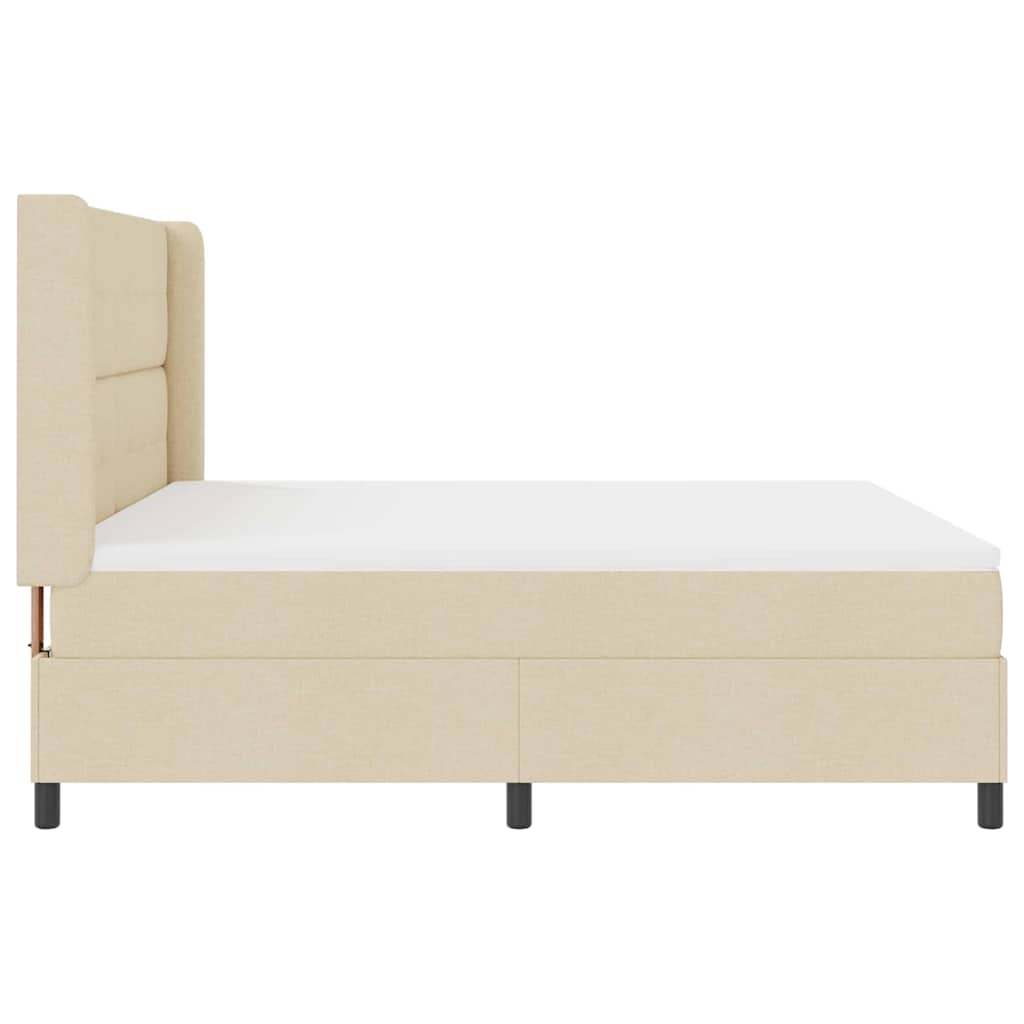 Box spring seng med pude med hovedgærde Creme 200 x 180 cm Stof