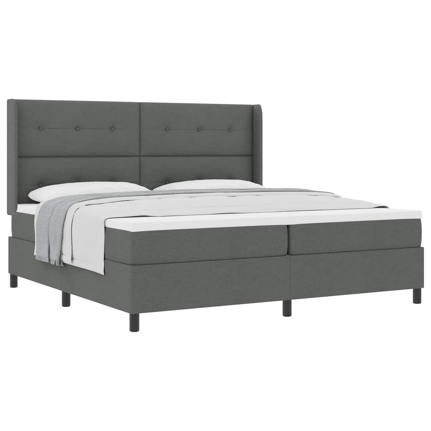 Box spring seng med pude Mørkegrå 200 x 200 cm Stof