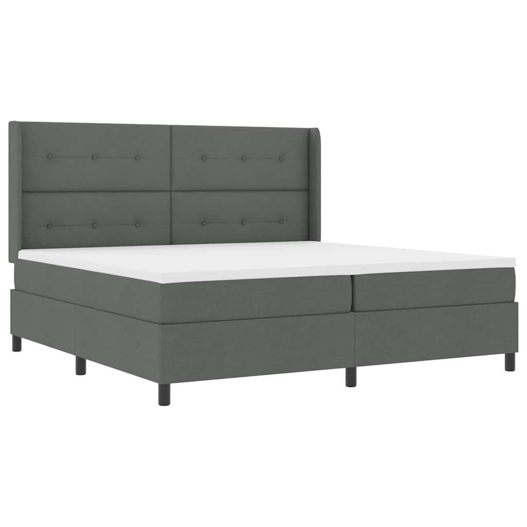 Box spring seng med pude Mørkegrå 200 x 200 cm Stof
