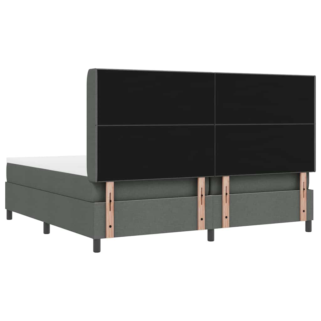 Box spring seng med pude Mørkegrå 200 x 200 cm Stof