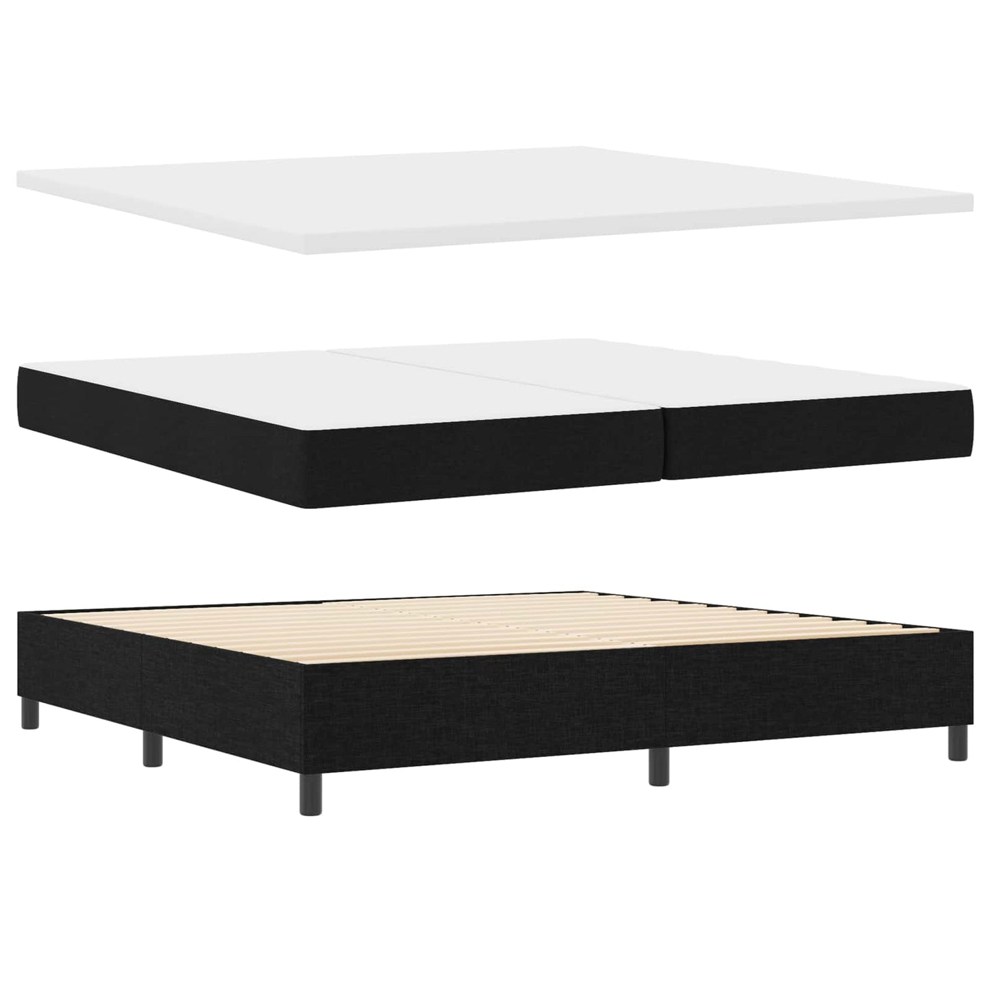Box spring seng med pude med hovedgærde Sort 200 x 200 cm Stof