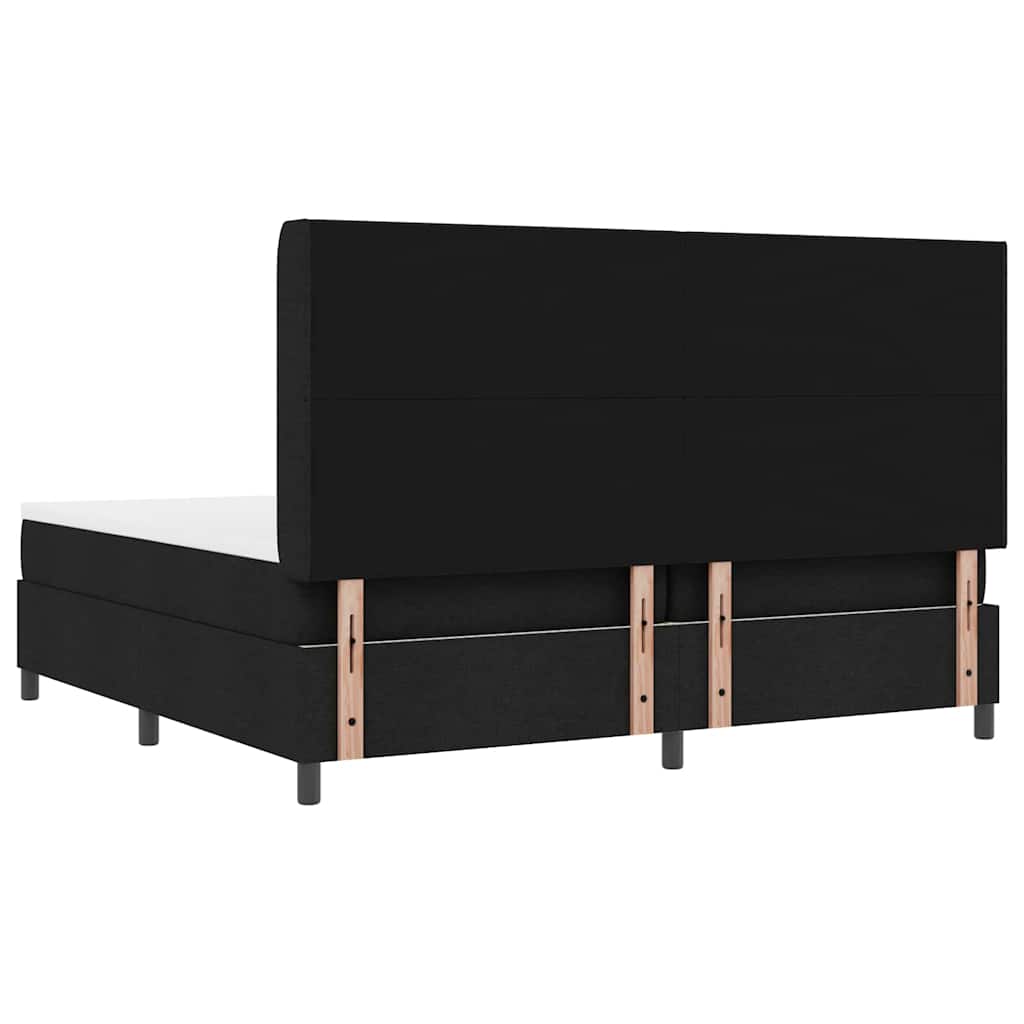 Box spring seng med pude med hovedgærde Sort 200 x 200 cm Stof