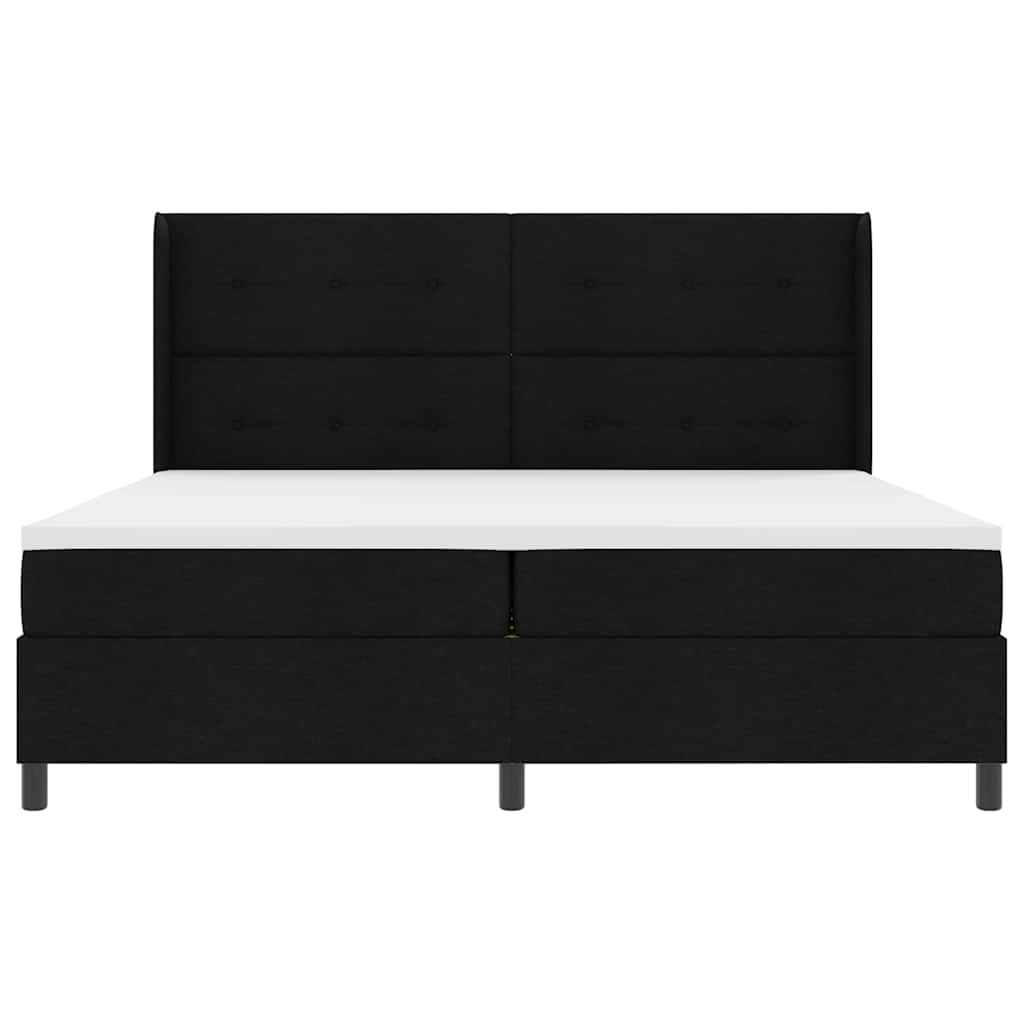 Box spring seng med pude med hovedgærde Sort 200 x 200 cm Stof
