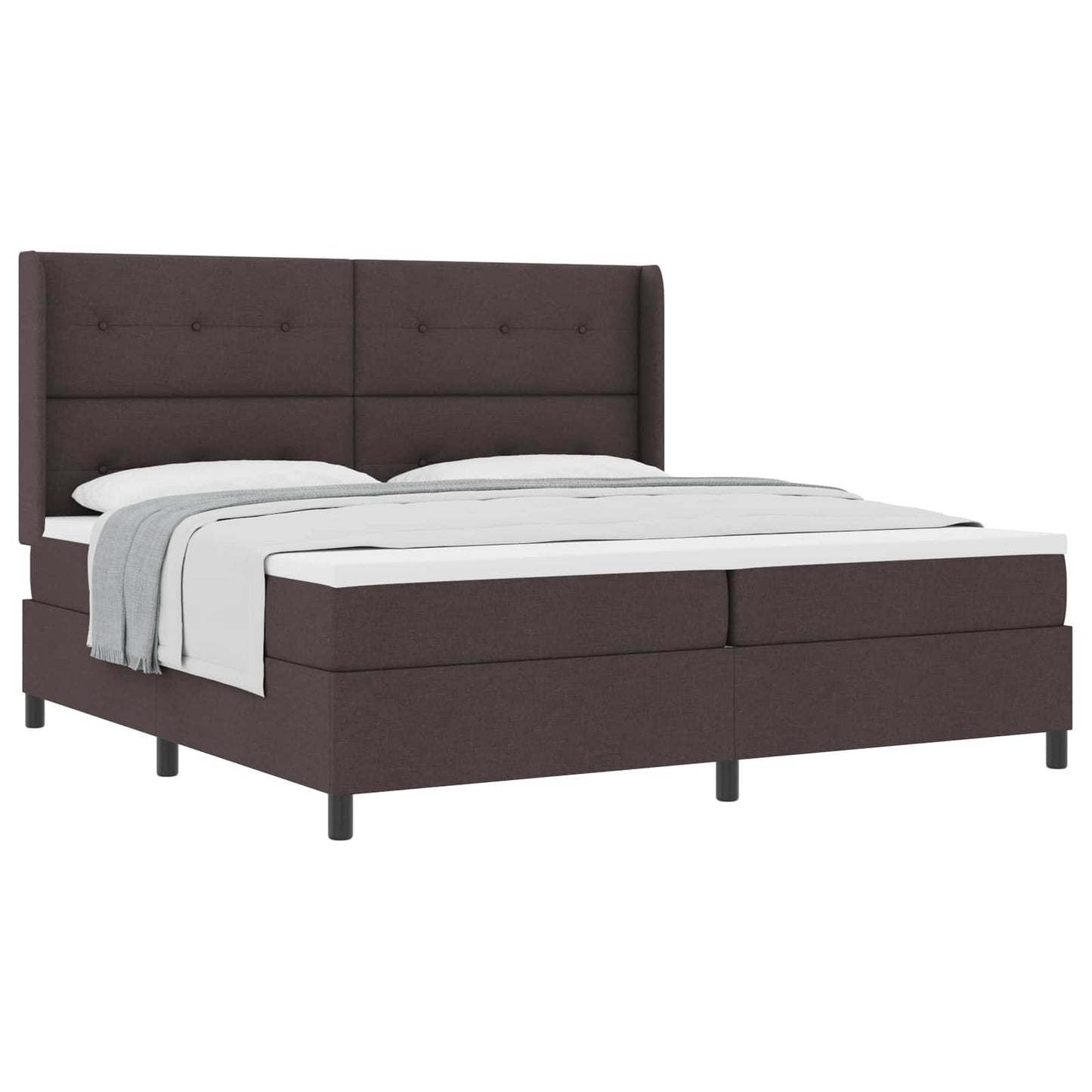 Box spring seng med pude Mørk Brun 200 x 200 cm Stof