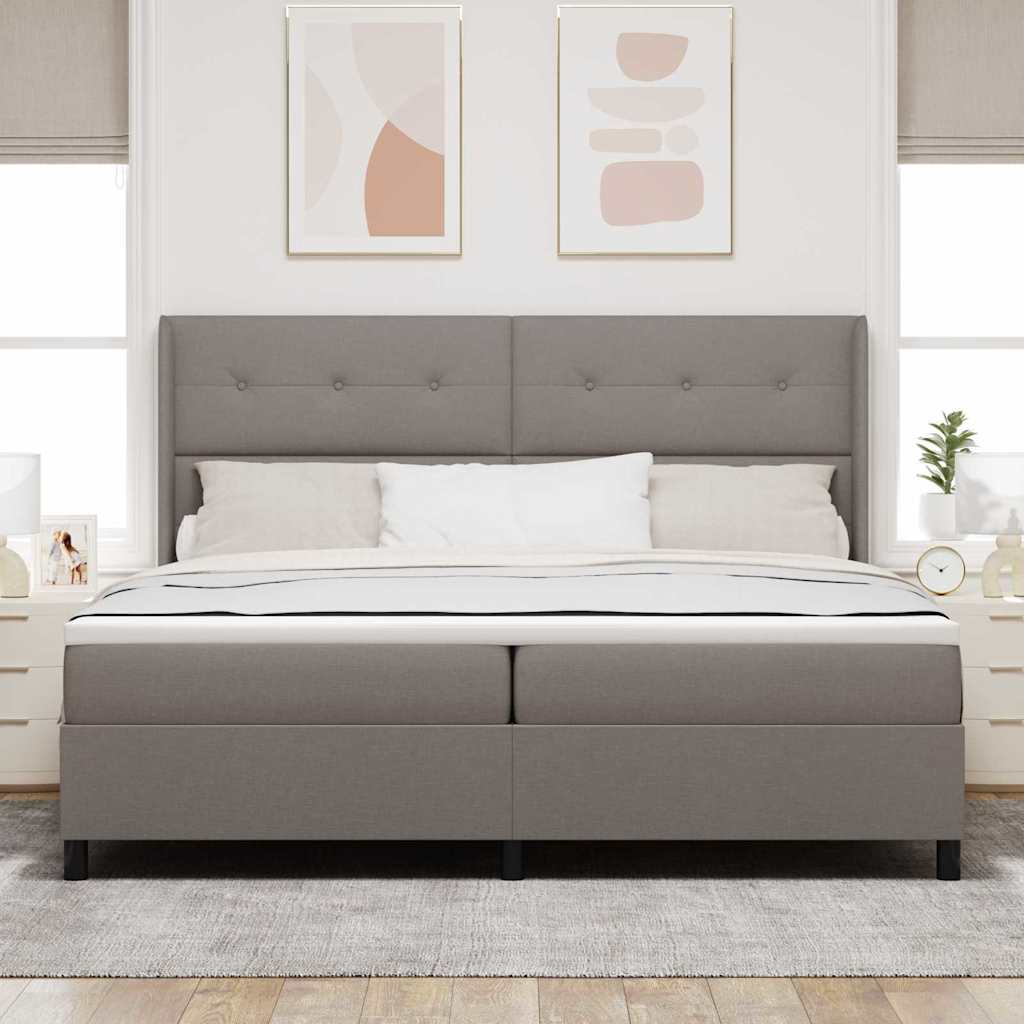 Box spring seng med pude Gråbrun 200 x 200 cm Stof
