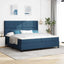 Box spring seng med pude med hovedgærde Blå 200 x 200 cm Stof