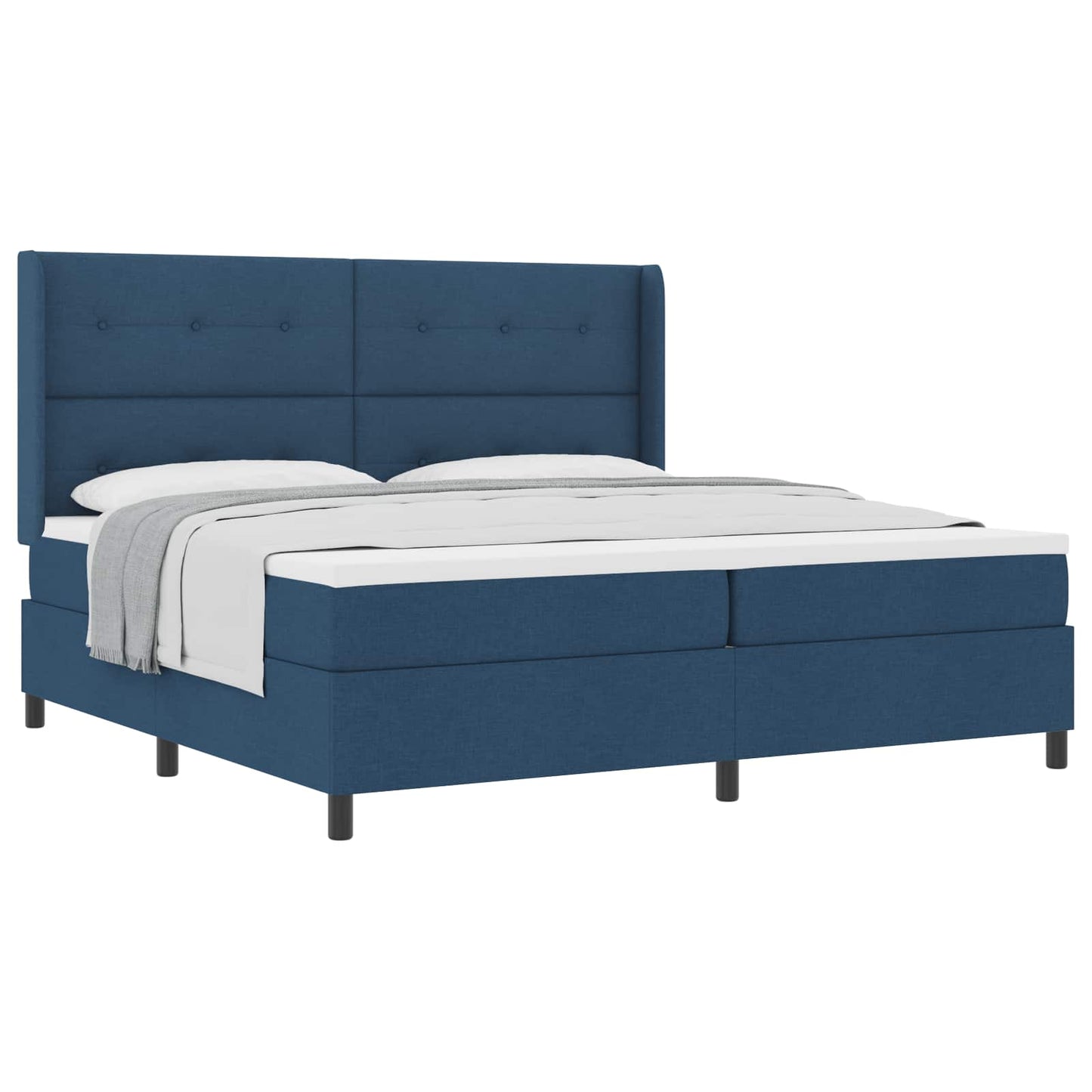 Box spring seng med pude med hovedgærde Blå 200 x 200 cm Stof