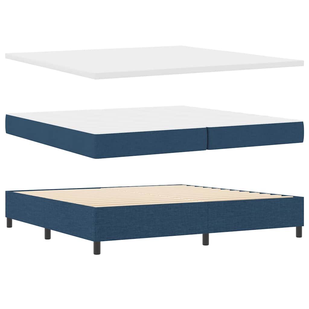 Box spring seng med pude med hovedgærde Blå 200 x 200 cm Stof