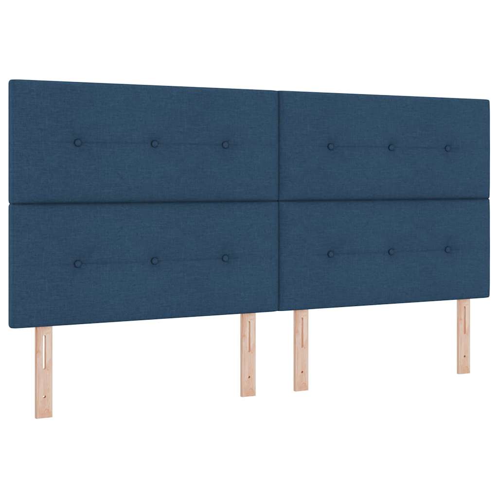 Box spring seng med pude med hovedgærde Blå 200 x 200 cm Stof