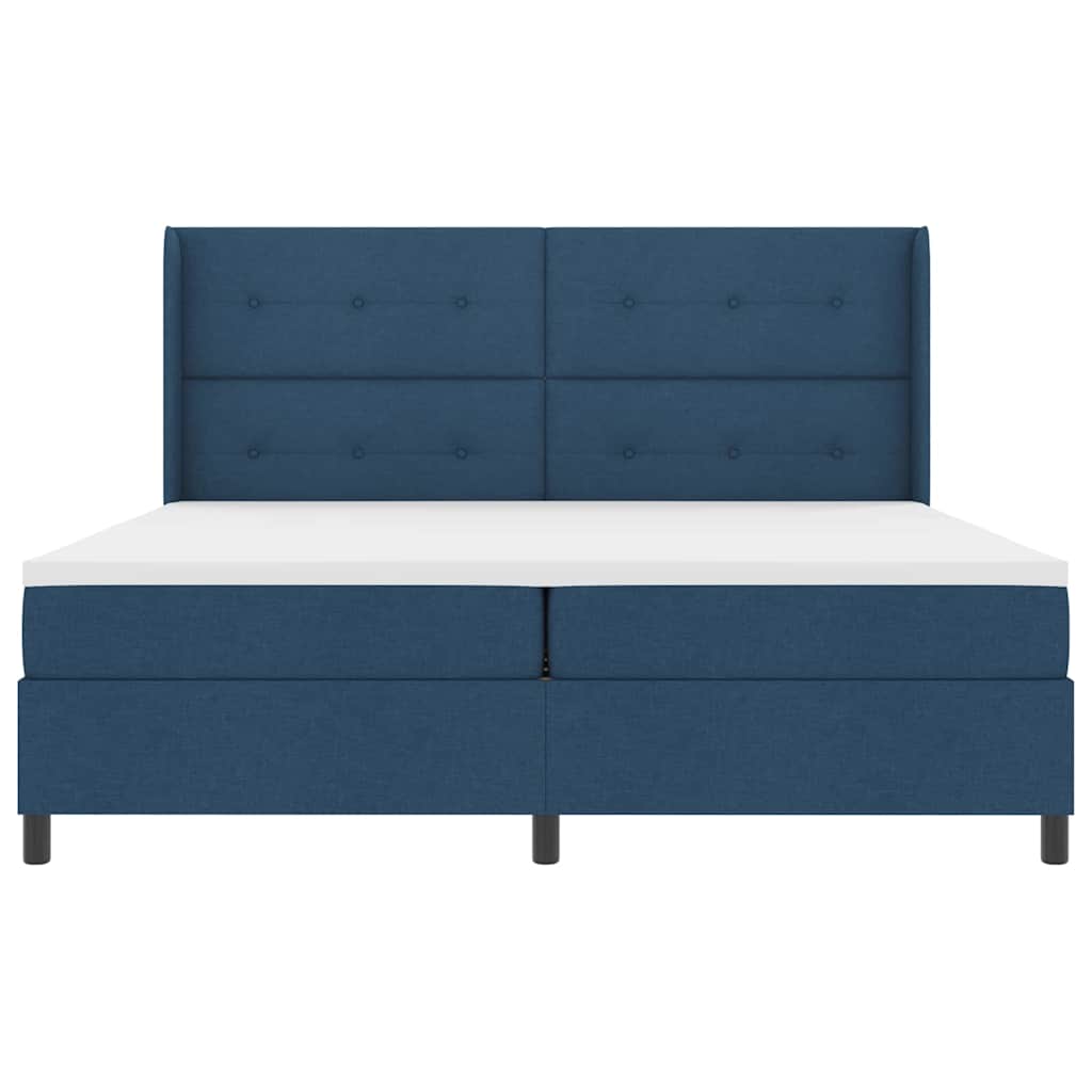 Box spring seng med pude med hovedgærde Blå 200 x 200 cm Stof
