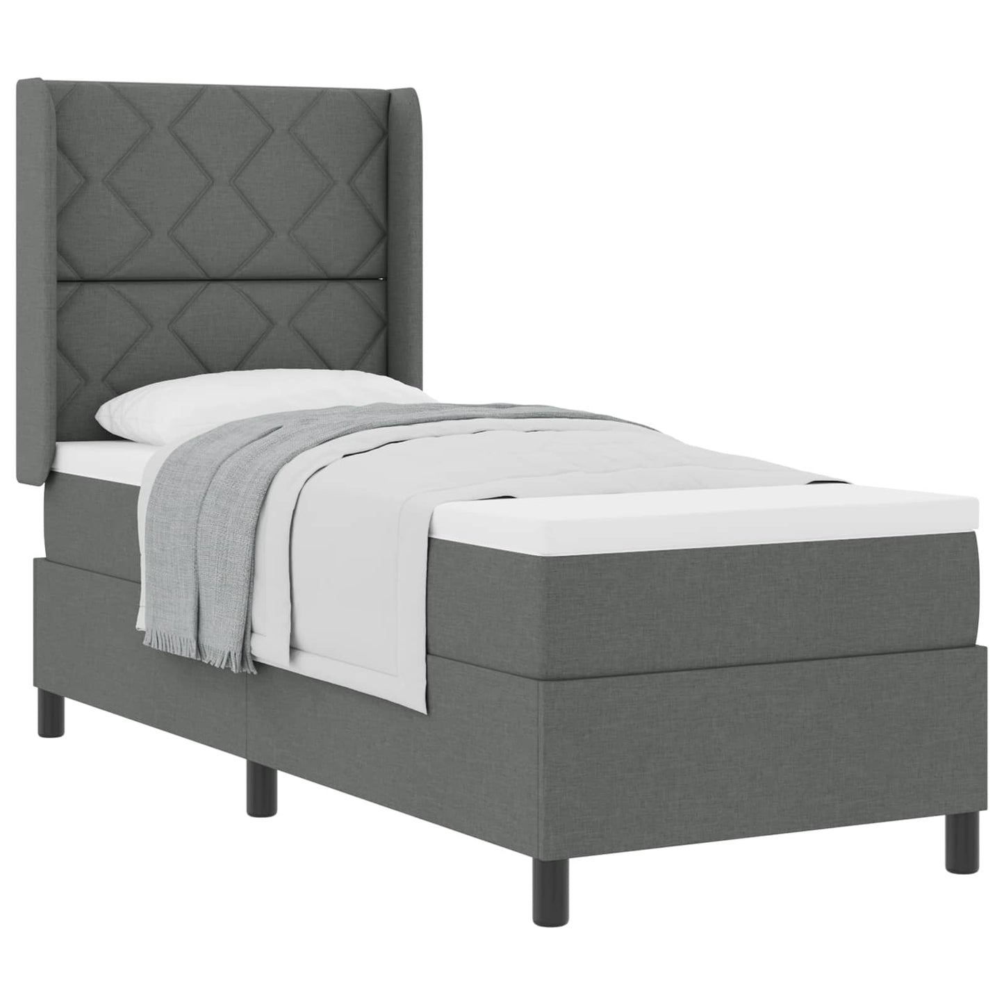 Box spring seng med pude Mørkegrå 200 x 80 cm Stof