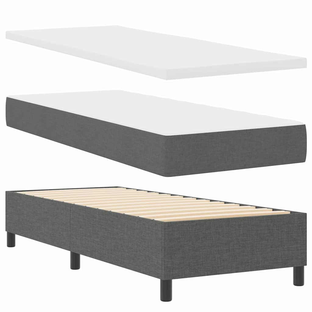Box spring seng med pude Mørkegrå 200 x 80 cm Stof
