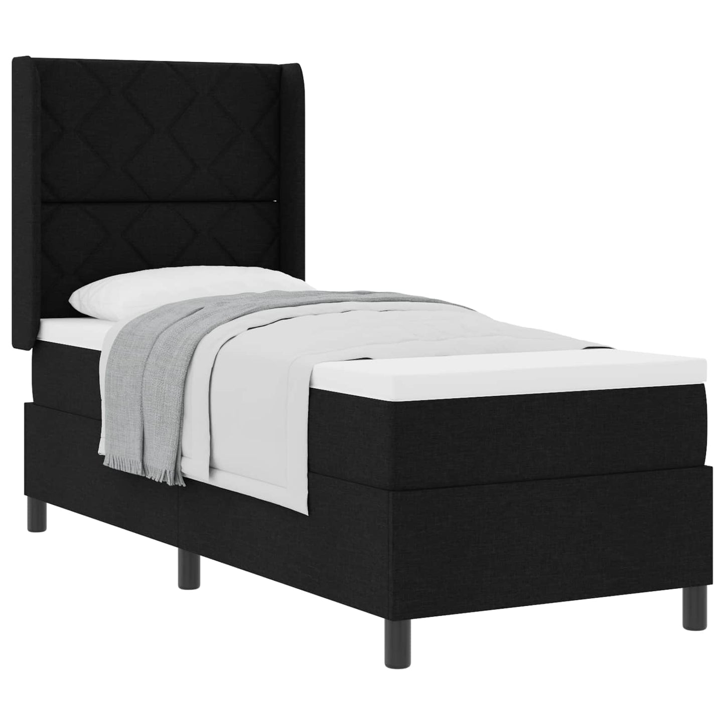 Box spring seng med pude med hovedgærde Sort 200 x 80 cm Stof
