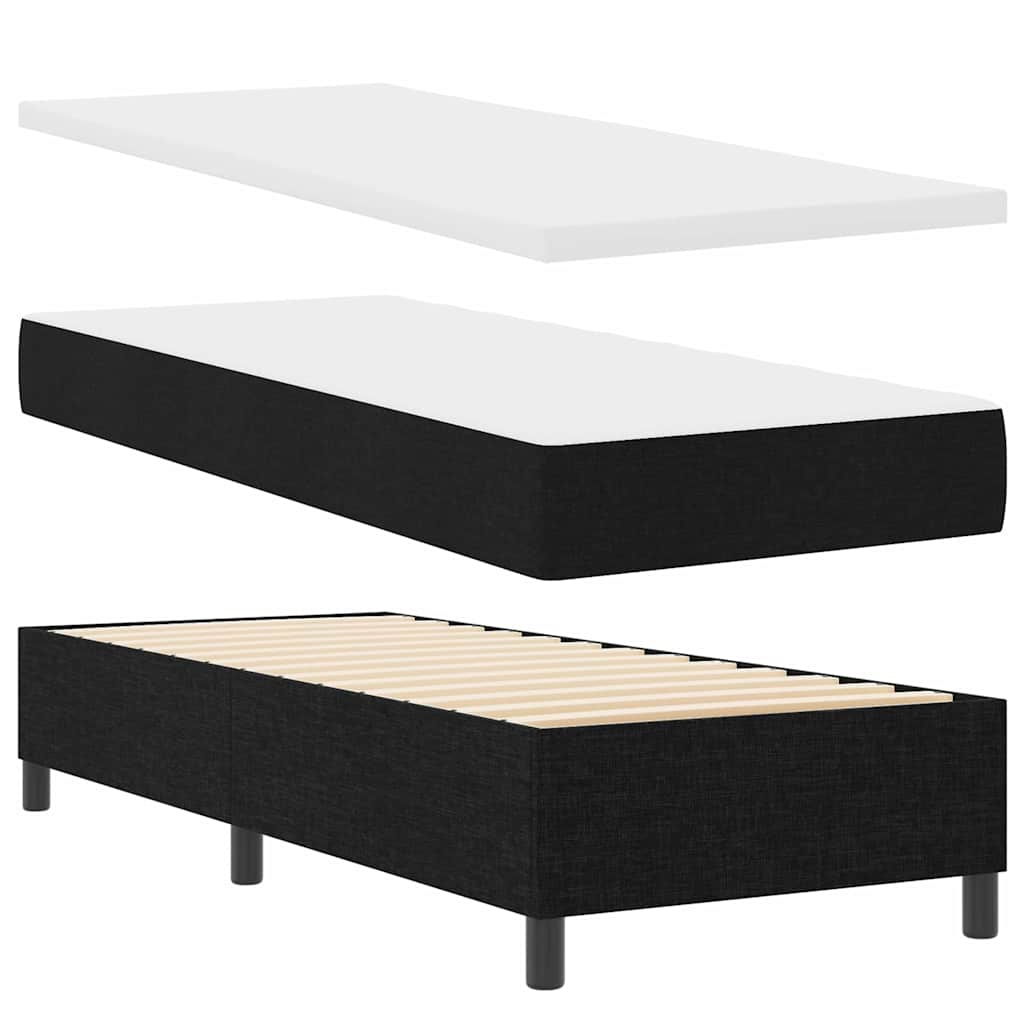 Box spring seng med pude med hovedgærde Sort 200 x 80 cm Stof