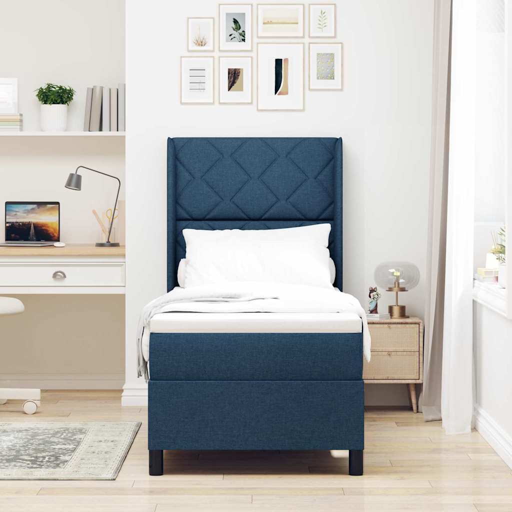 Box spring seng med pude med hovedgærde Blå 200 x 80 cm Stof