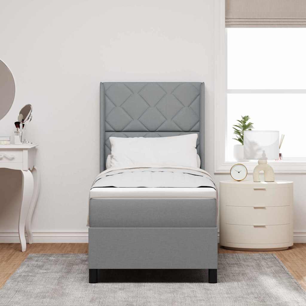 Box spring seng med pude Lysegrå 190 x 90 cm Stof