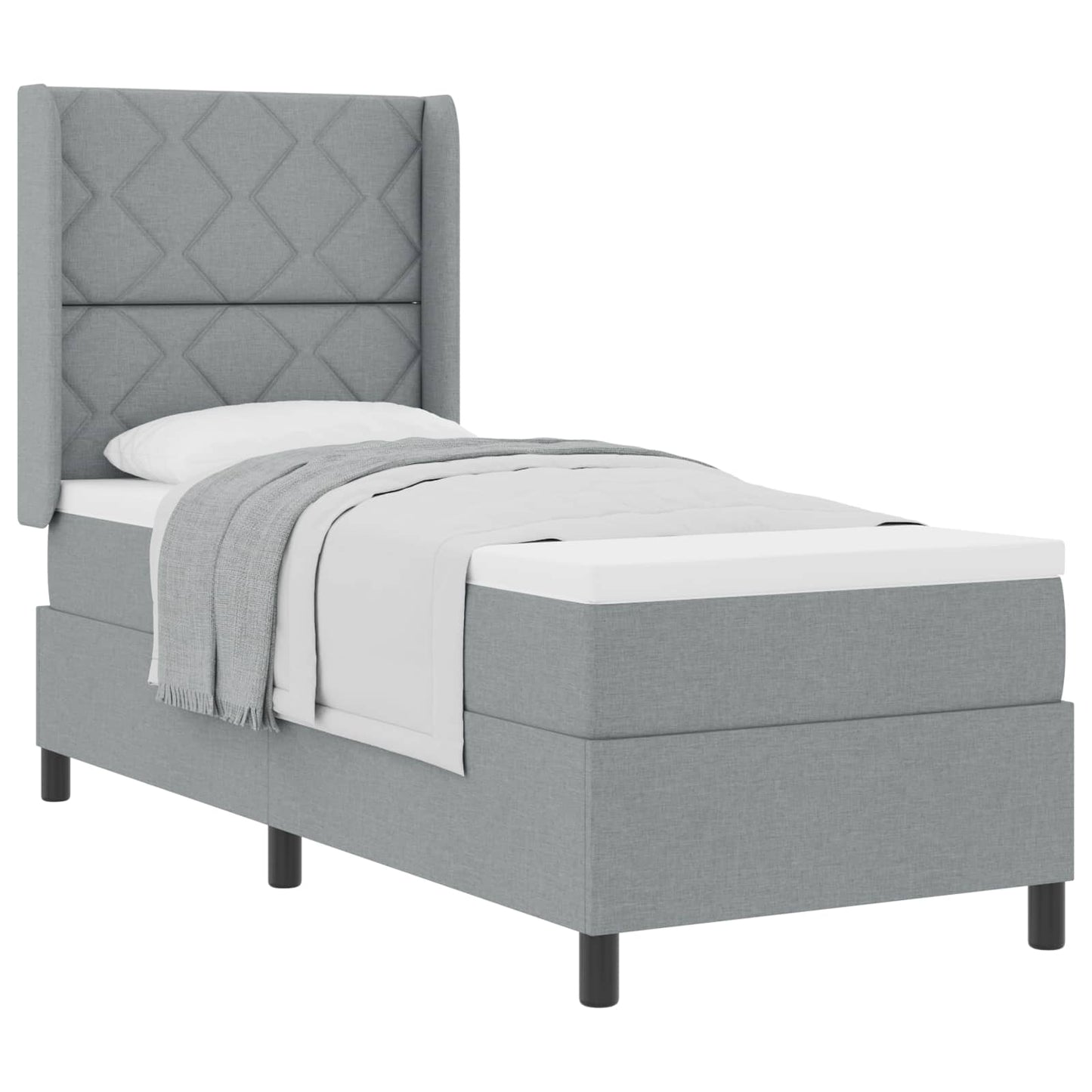 Box spring seng med pude Lysegrå 190 x 90 cm Stof