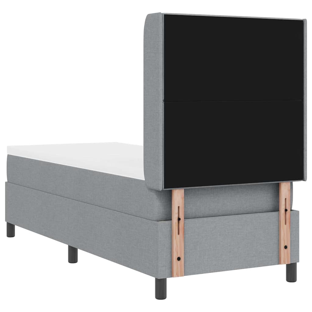 Box spring seng med pude Lysegrå 190 x 90 cm Stof
