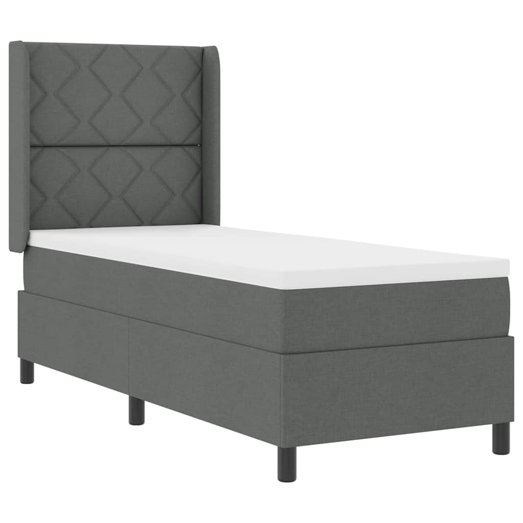 Box spring seng med pude Mørkegrå 190 x 90 cm Stof