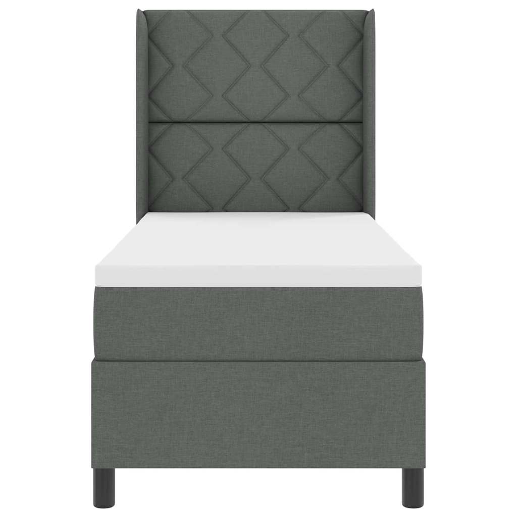Box spring seng med pude Mørkegrå 190 x 90 cm Stof