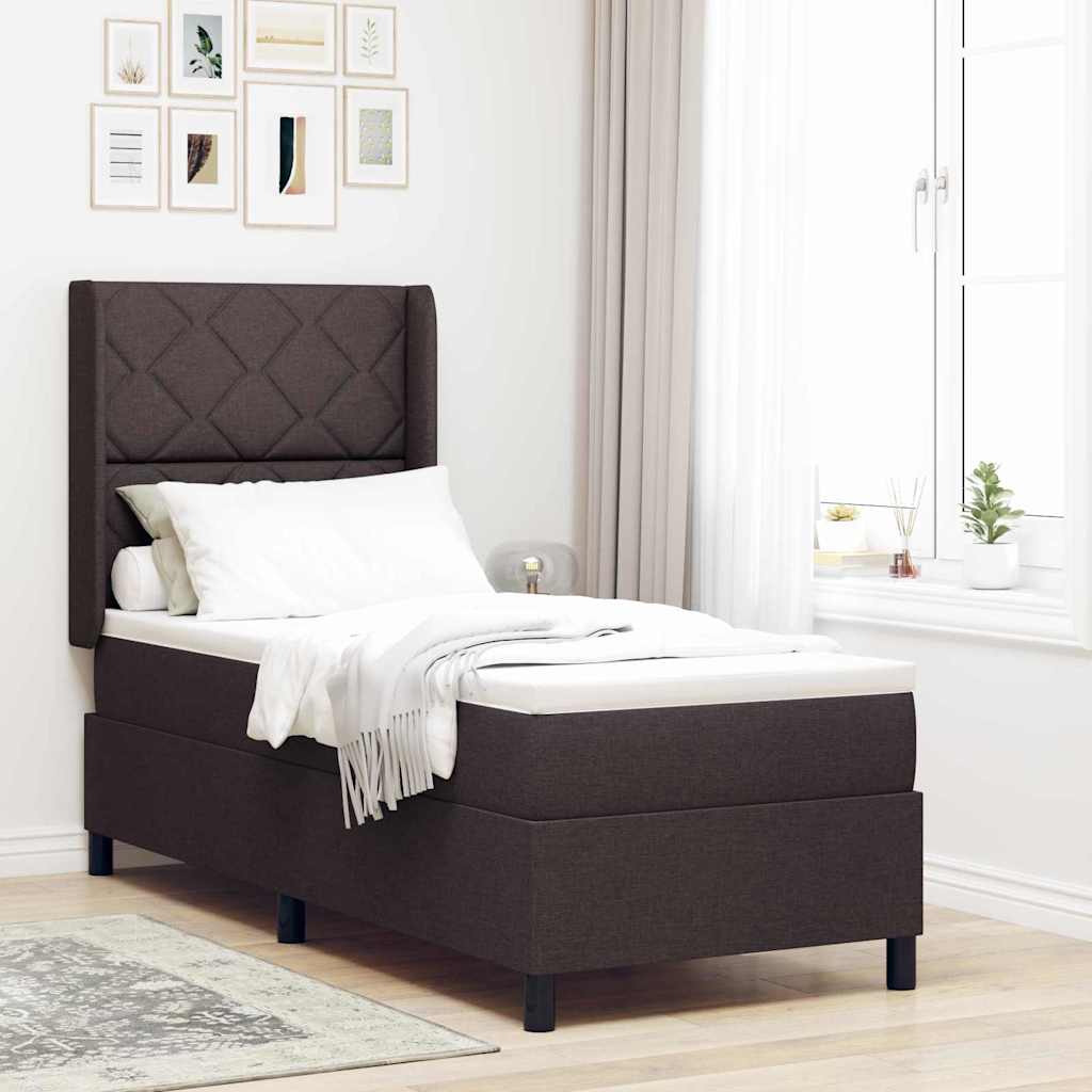 Box spring seng med pude Mørk Brun 190 x 90 cm Stof