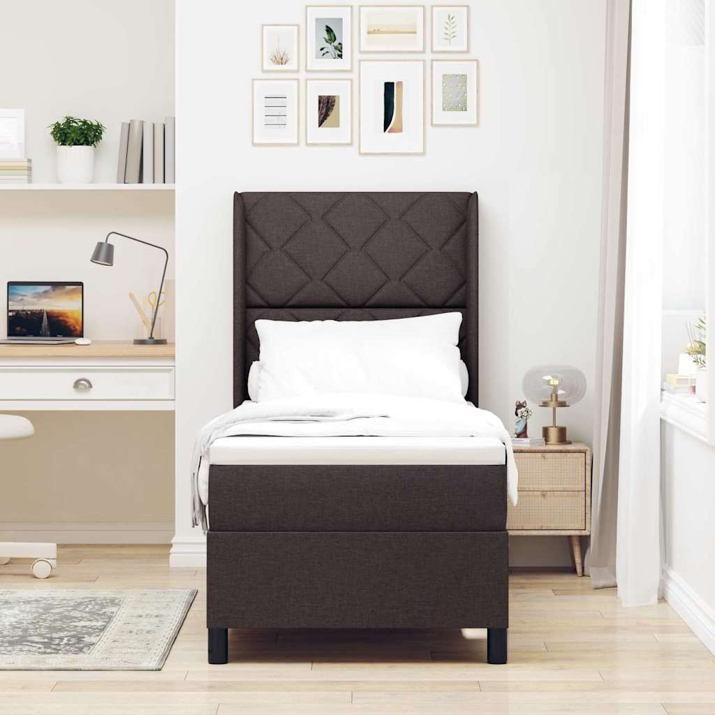 Box spring seng med pude Mørk Brun 190 x 90 cm Stof