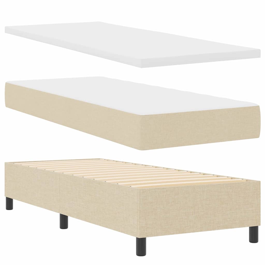 Box spring seng med pude med hovedgærde Creme 190 x 90 cm Stof