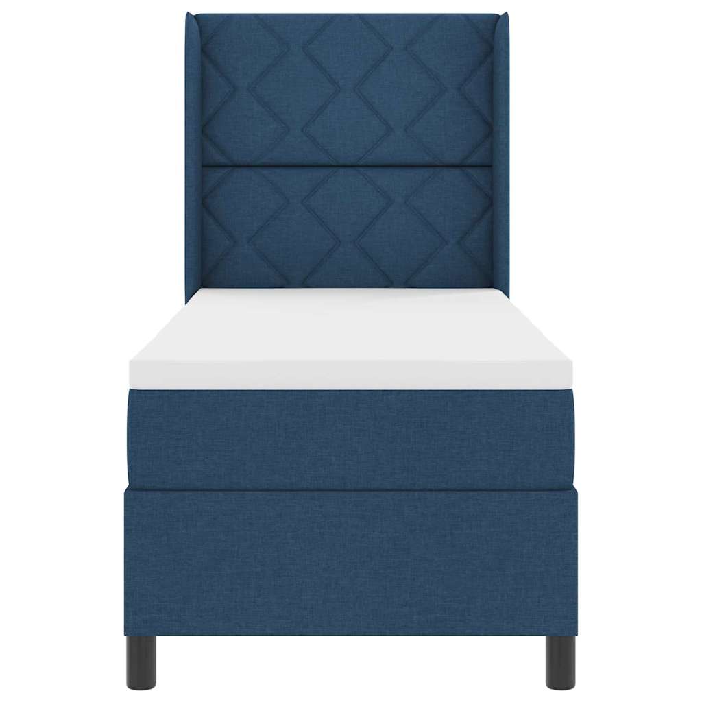 Box spring seng med pude med hovedgærde Blå 190 x 90 cm Stof
