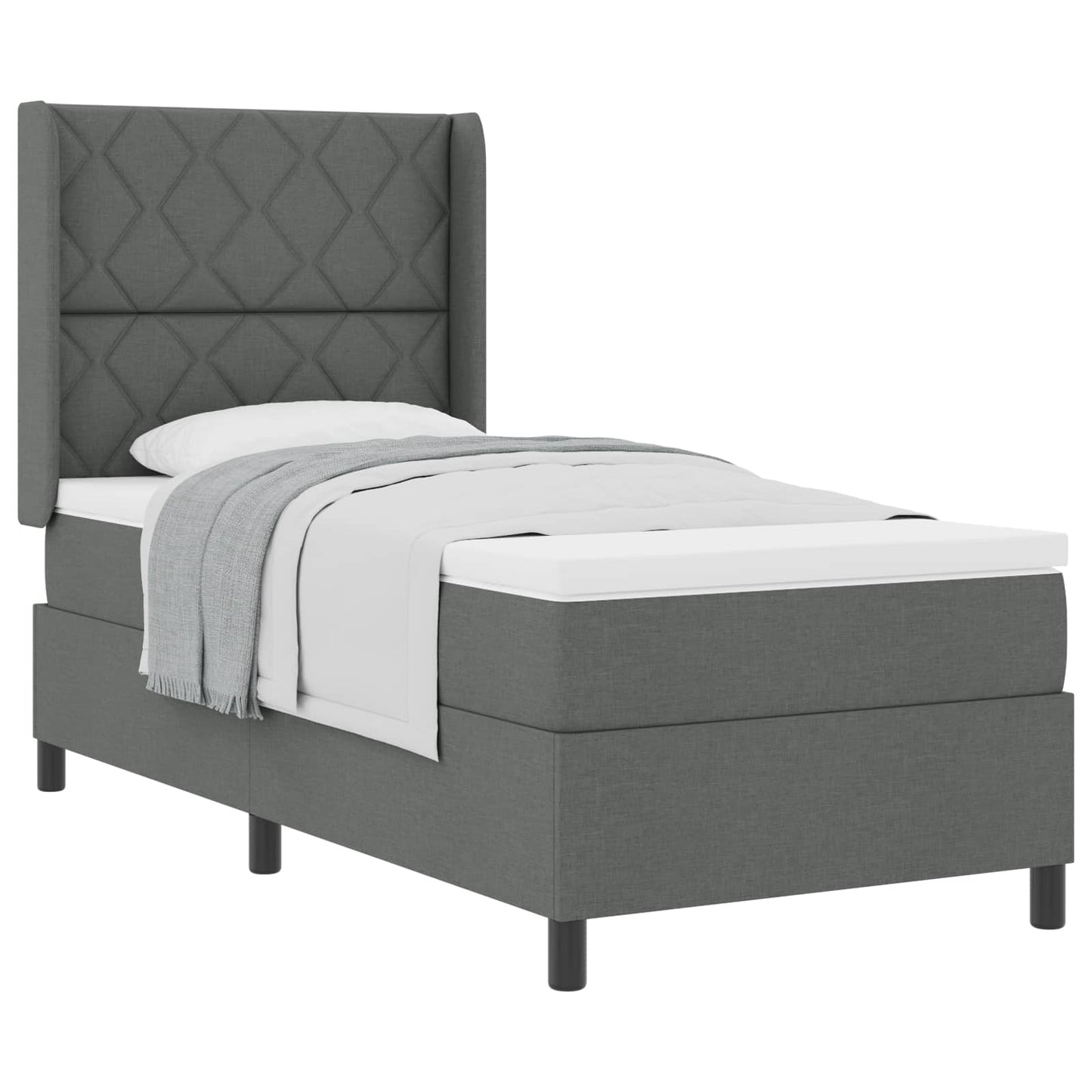 Box spring seng med pude Mørkegrå 200 x 90 cm Stof