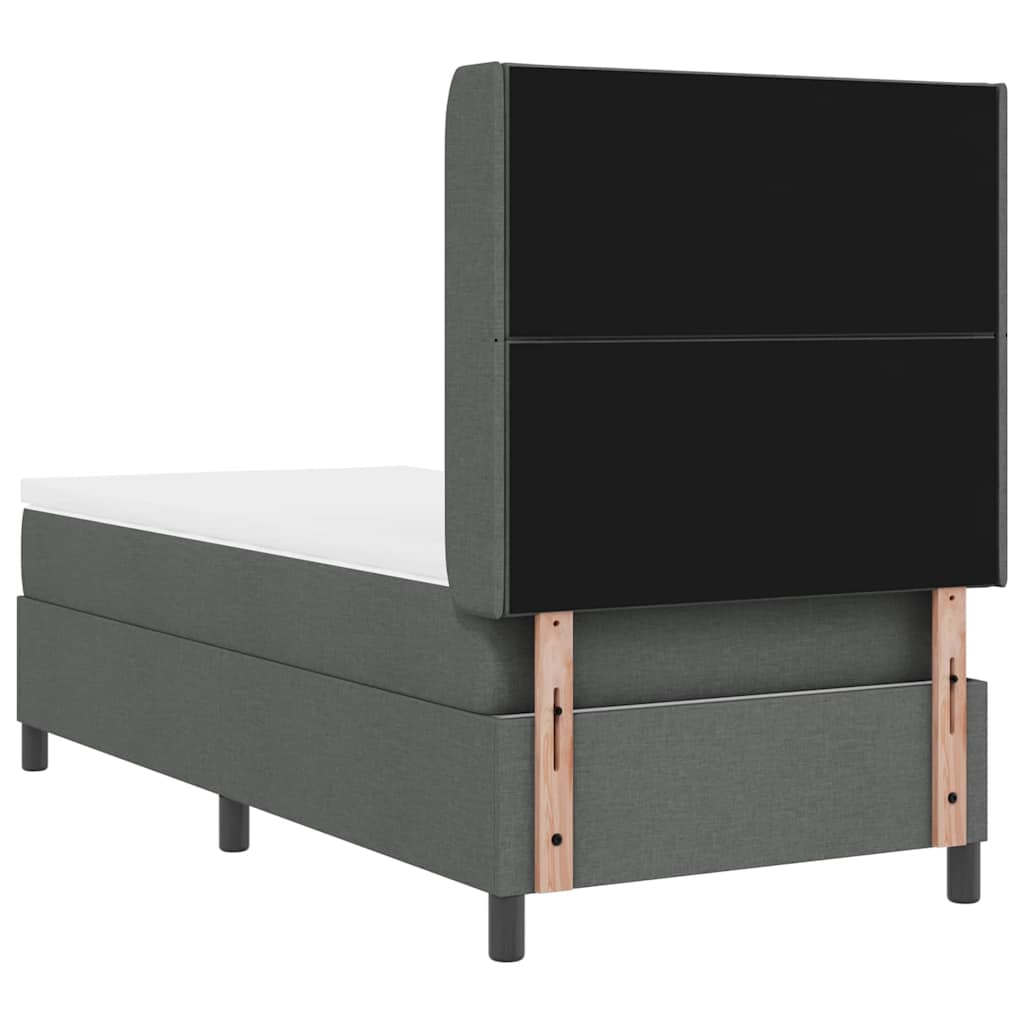 Box spring seng med pude Mørkegrå 200 x 90 cm Stof