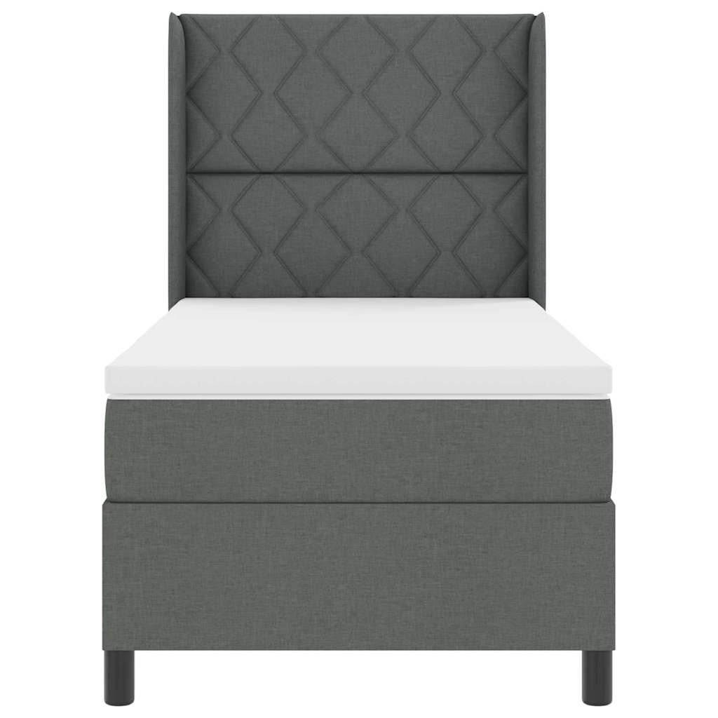 Box spring seng med pude Mørkegrå 200 x 90 cm Stof